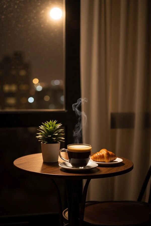 A calm evening moment with a mug in soft light